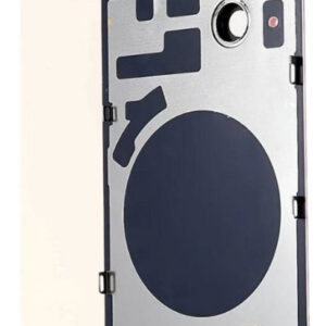 Tapa Trasera Vidrio Compatible Con iPhone 14 Con Metal Logo - Blanco